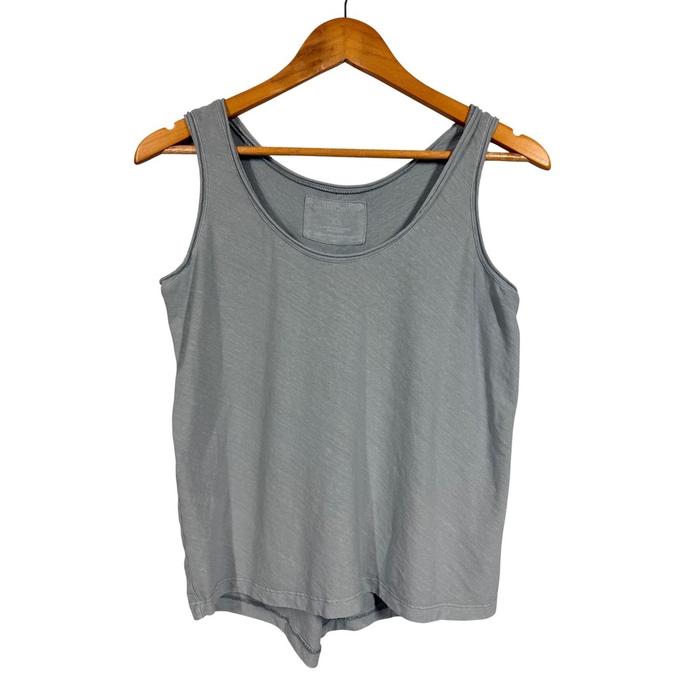 Carbon 2 Cobalt Tank Top Womens XS Gray Effortlessly Cool Linen Blend Scoop Neck